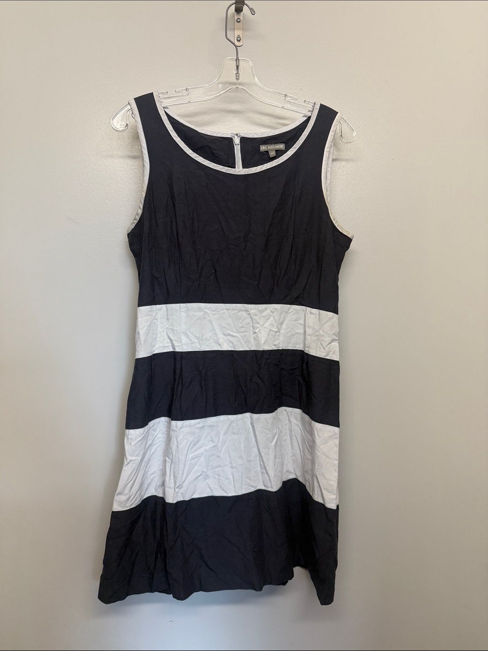 Eric Alexandre Sleeveless Black & White Striped Shift Dress